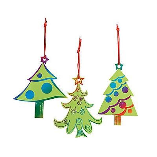 Magic Colour Scratch Christmas Tree Ornaments - 24pack