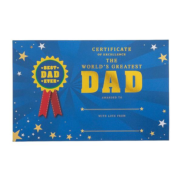 World’s Greatest Dad Certificates -12 pack