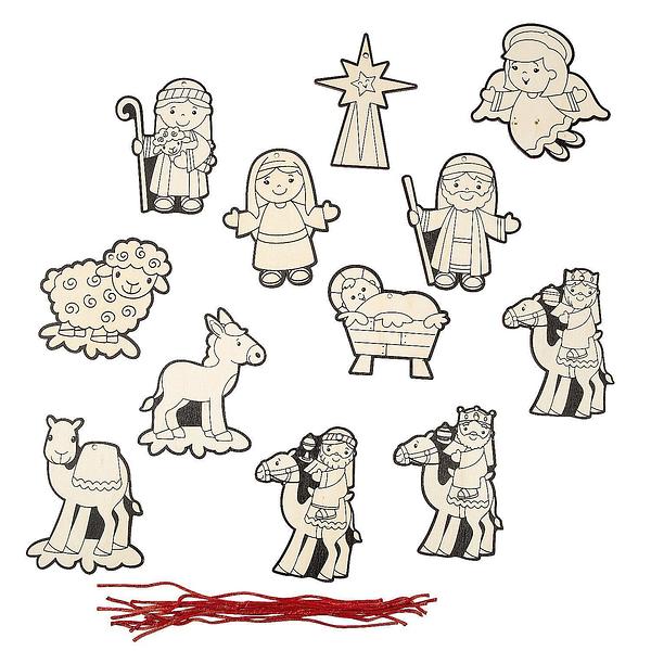 Colour Your Own Nativity Character Ornaments - 12 pack :: OSHC Craft Kits